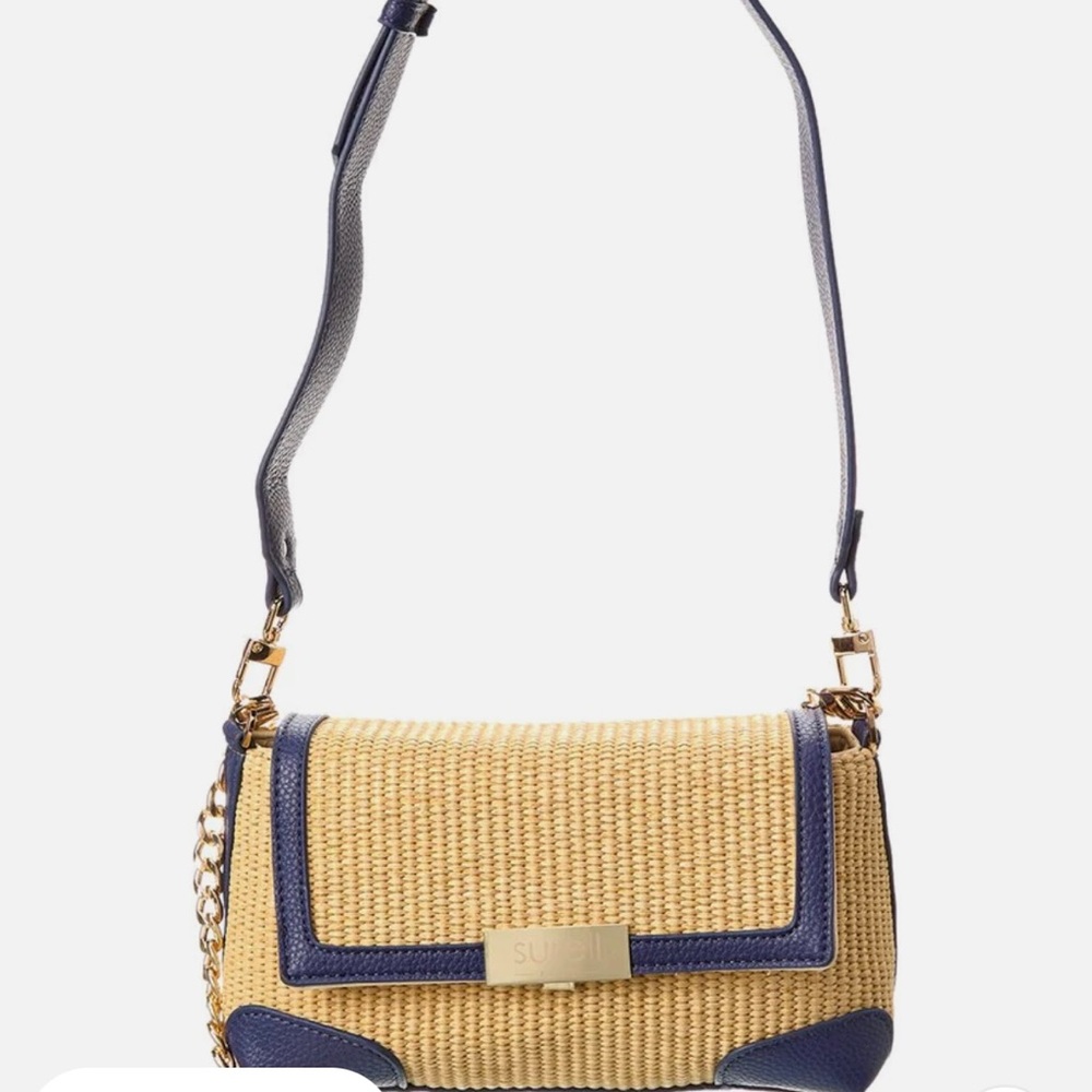 Surell straw flap shoulder bag